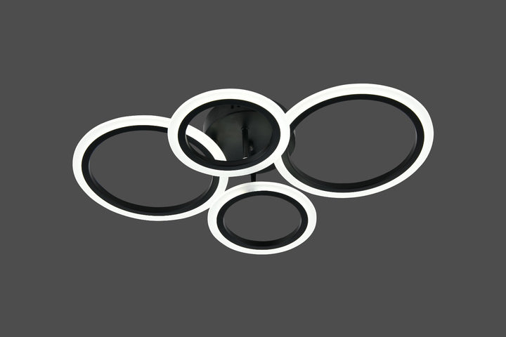 Lustra LED moderna, 60W, lumină reglabilă 3000–6500K, cu telecomandă, L7728/2+2BK