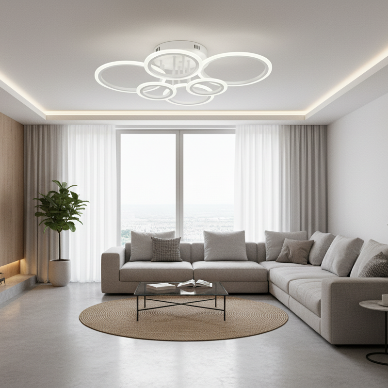 Lustra LED modernă, 112W, lumină reglabilă 3000–6500K, cu telecomandă, L7728/4+2WH