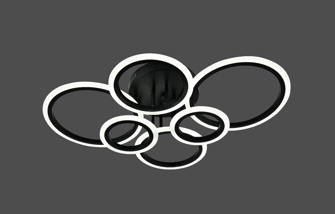 Lustra LED modernă, 112W, lumină reglabilă 3000–6500K, cu telecomandă, L7728/4+2BK