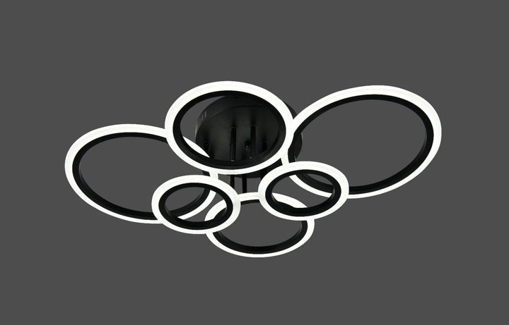 Lustra LED modernă, 112W, lumină reglabilă 3000–6500K, cu telecomandă, L7728/4+2BK