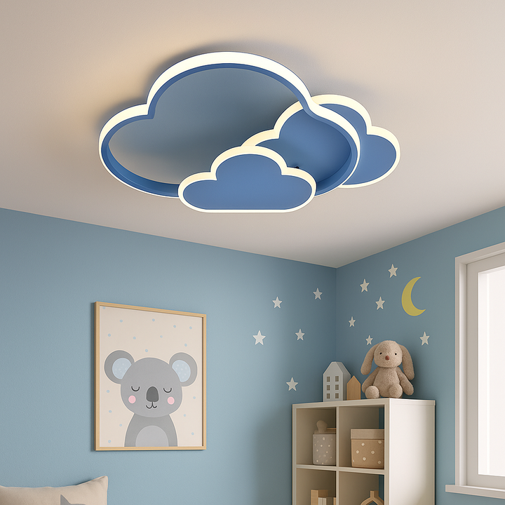 Lustră LED cu telecomandă, 2x43W, lumină reglabilă 3000K–6500K, 500×350×80 mm, design modern compact, albastru