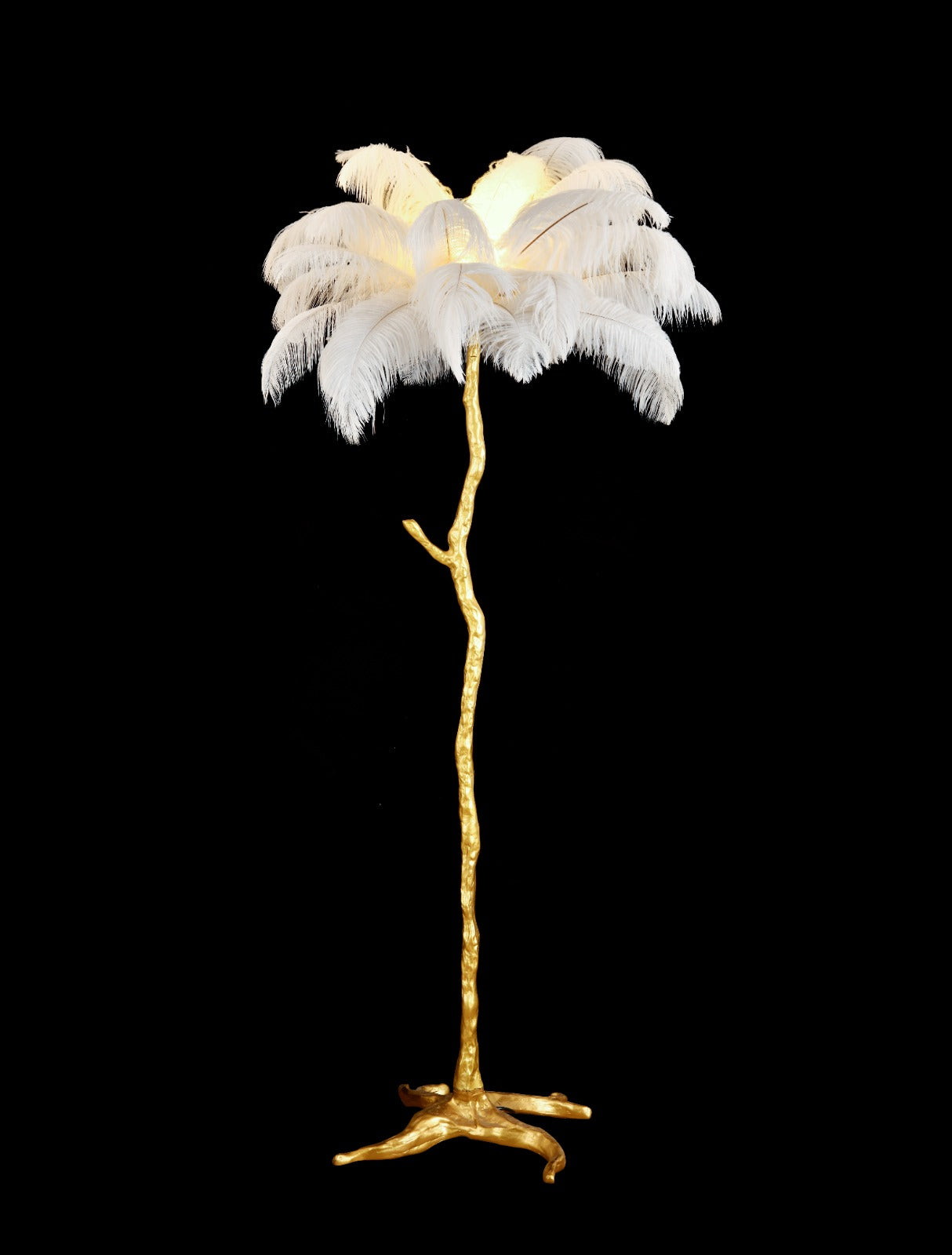 Lampadar decorativ auriu cu pene, 3 becuri G9 – model A888-3L