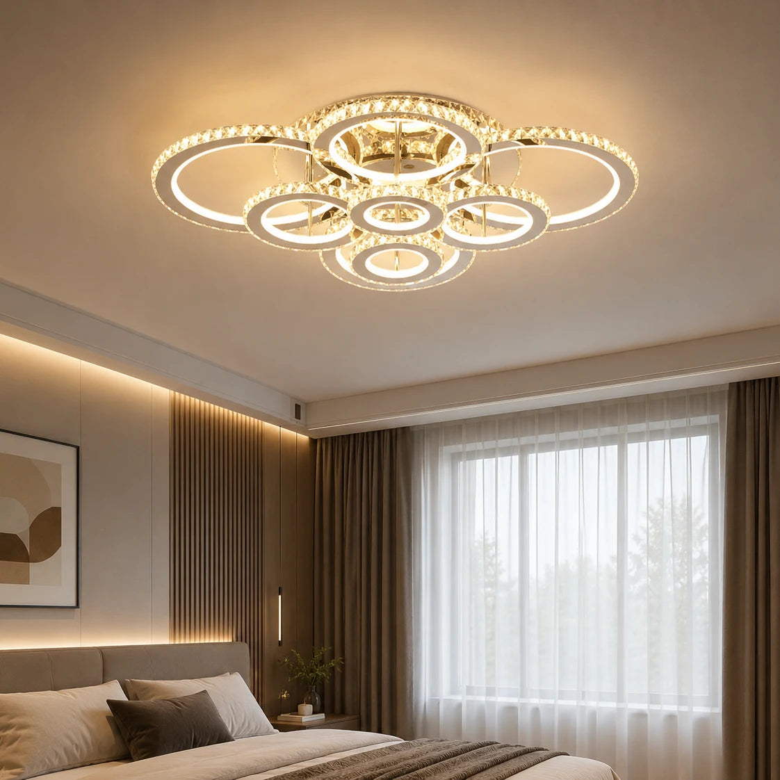 LUSTRA LED CRISTAL RGB CU TELECOMANDA, 328W, 8INELE, LUMINA REGLABILA 3500-6500K, MODEL 2875/8