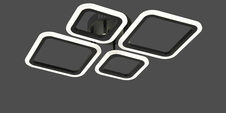 Lustra LED moderna cu telecomanda, 72W, 3000–6500K, 600×435×70 mm – model W8036/2+2BK