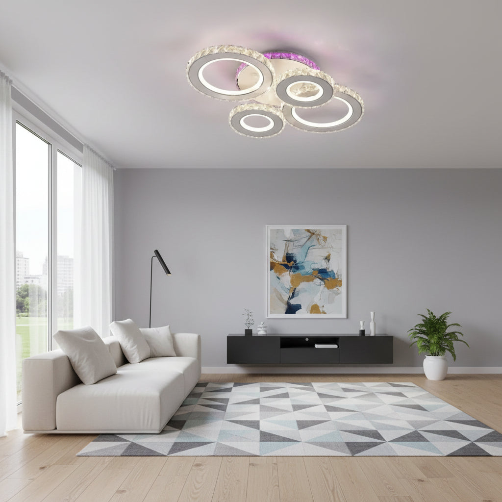 LUSTRA LED 160W CU TELECOMANDĂ, 545X445X160 MM, LUMINĂ REGLABILĂ 3000–6500K – MODEL 19373/2+2WH