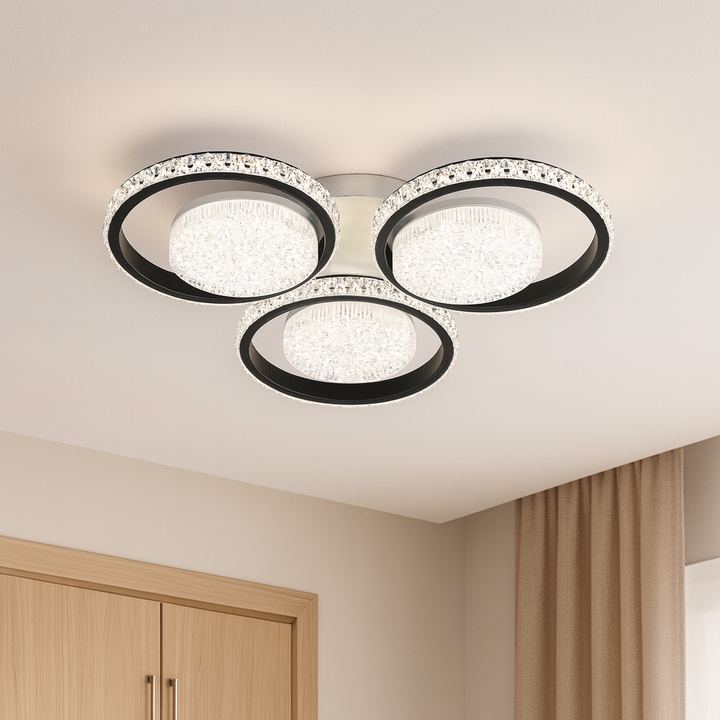 Lustra LED moderna cu 3 inele, 540×70 mm, telecomandă, model 26232/3+3 WH+MB