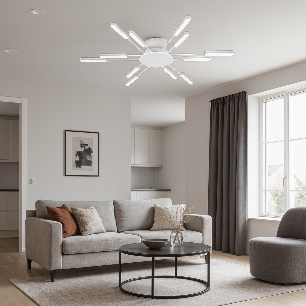 Lustra LED modernă, D842×H70 mm, 66×2W, 3000–6500K, cu telecomandă, L77263/12T WH+CR