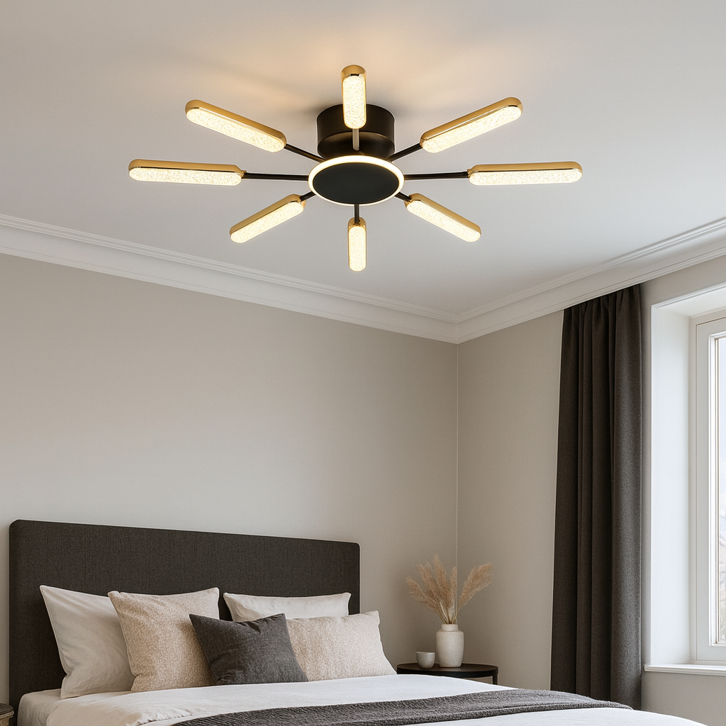 Lustra LED moderna, Ø762×H70 mm, 65×2W, telecomanda, L77265/4+4T BK+JIN