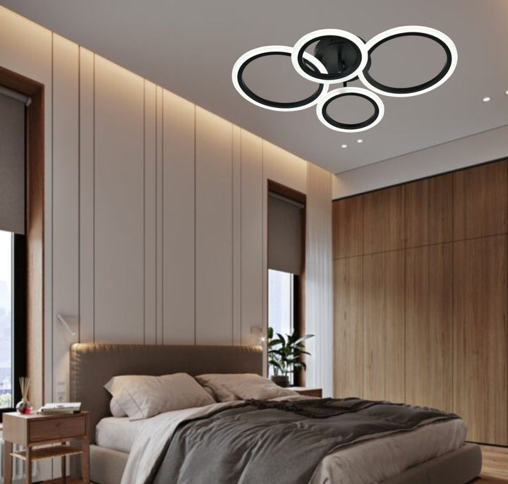 Lustra LED moderna, 60W, lumină reglabilă 3000–6500K, cu telecomandă, L7728/2+2BK