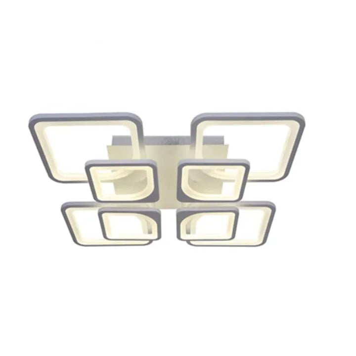 Lustra LED moderna cu telecomanda, 144W, 3000–6500K, 525×525×140 mm – model W8036/4+4WH