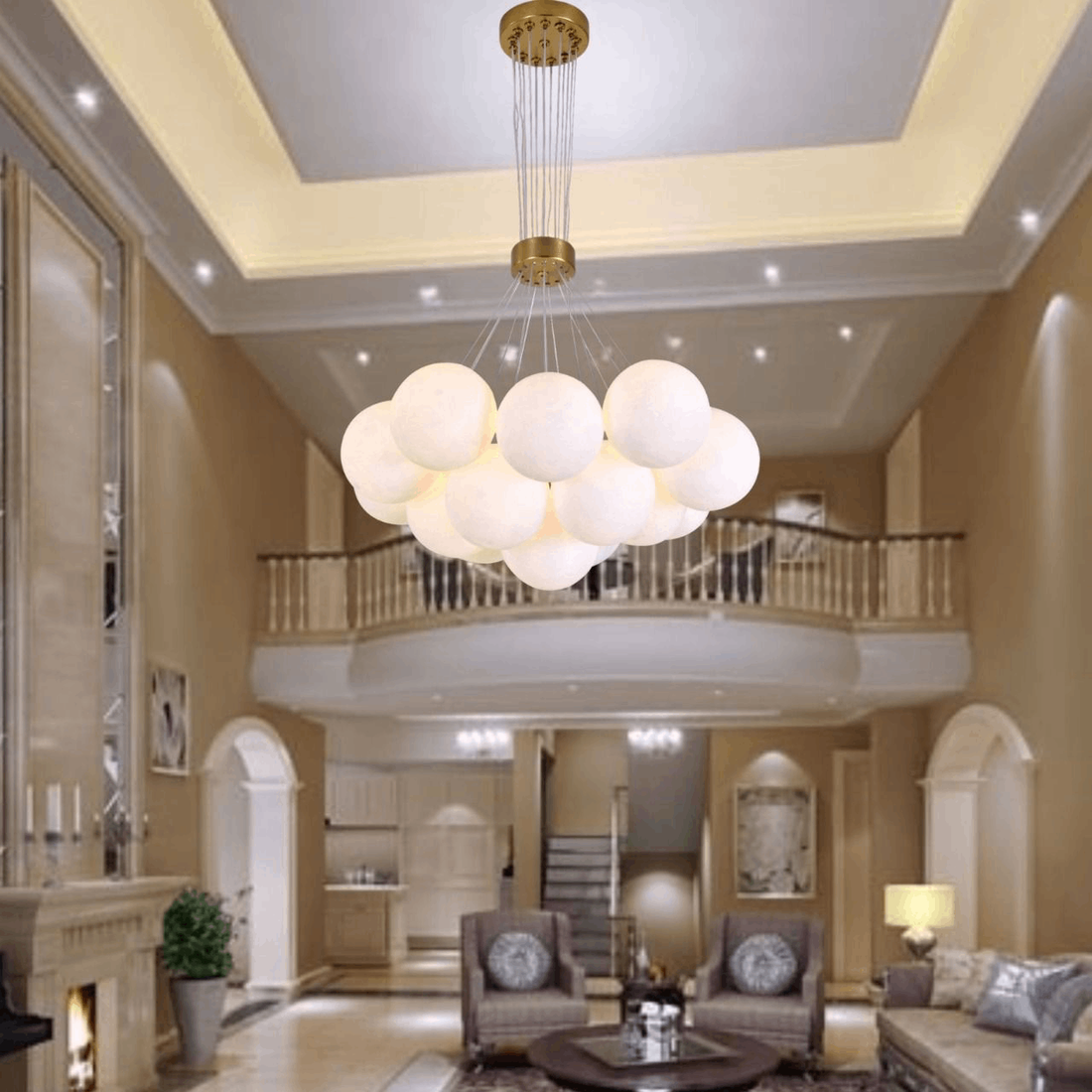 Lustra LED cu 14 globuri din sticla mata G9, Ø50 cm, H100 cm – Model 9859-14