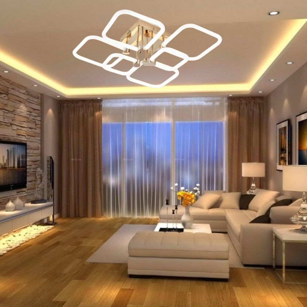 Lustra LED decorativă cu lumină reglabila, Model 26077/4+2GD+WH