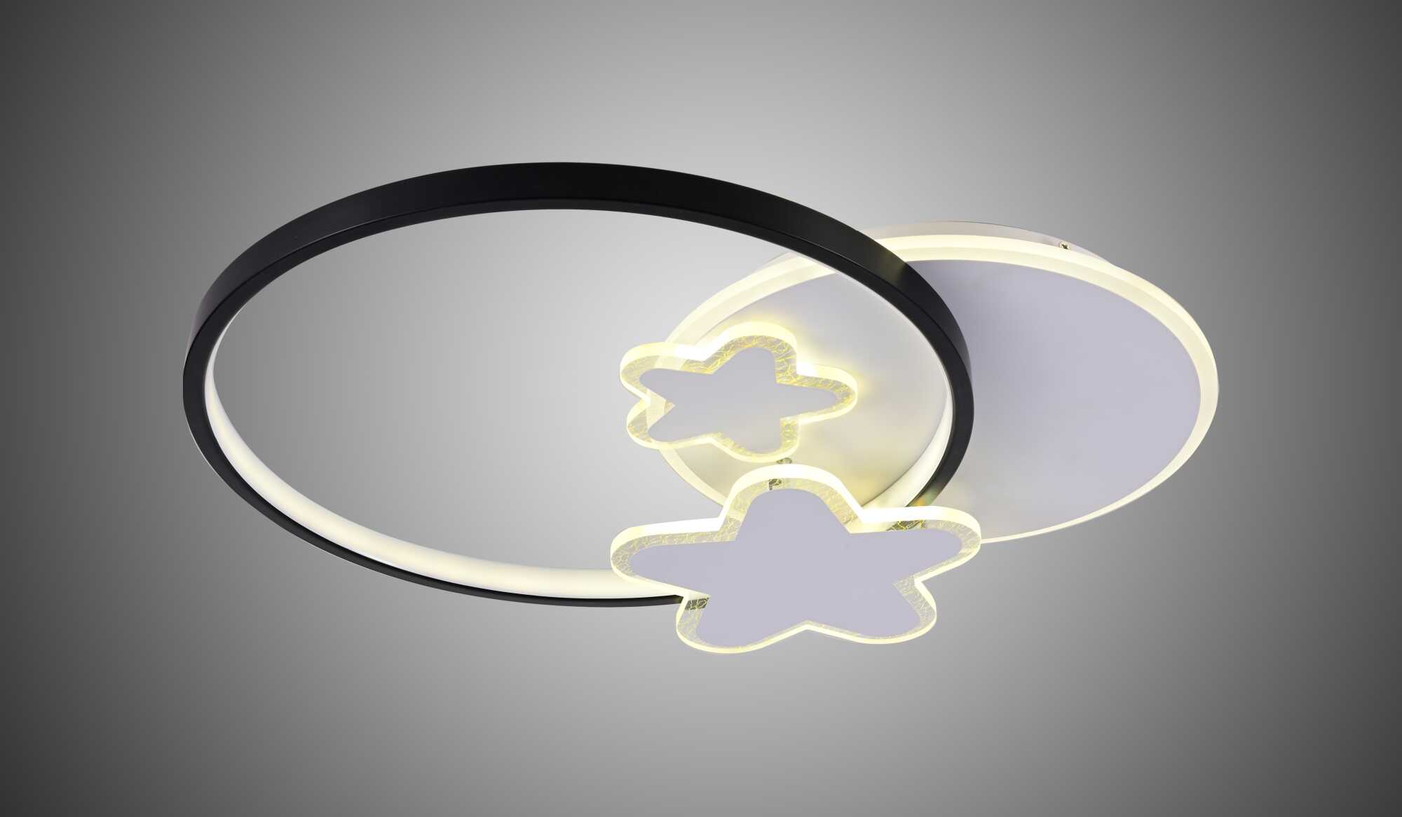 Plafoniera LED Copii 106W cu Stele Decorative și Telecomandă, Dimabilă 3000K–6500K, Design Jucăuș Alb-Negru – LD16-430