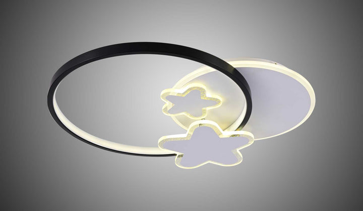 Plafoniera LED Copii 106W cu Stele Decorative și Telecomandă, Dimabilă 3000K–6500K, Design Jucăuș Alb-Negru – LD16-430