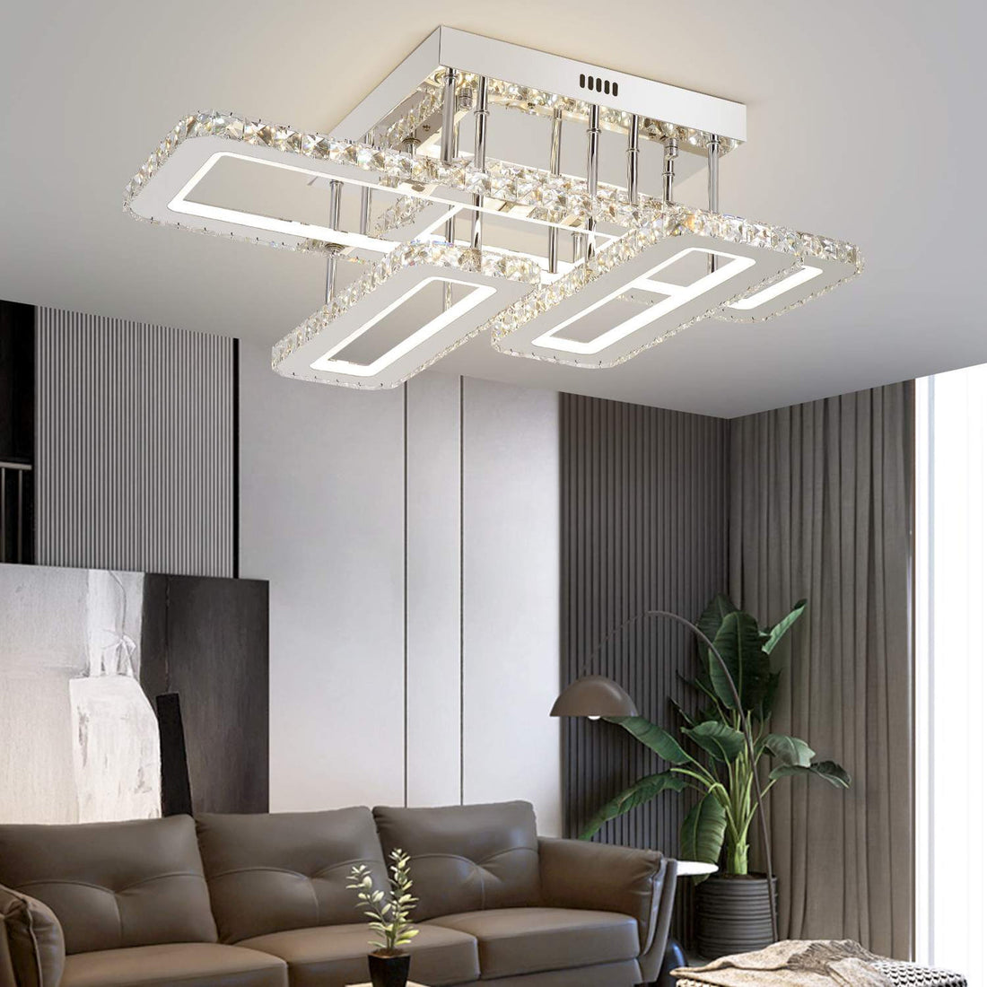 Lustra LED Moderna RGB, 2×72W, 590×590 mm, cu Telecomanda si Culoare Reglabila