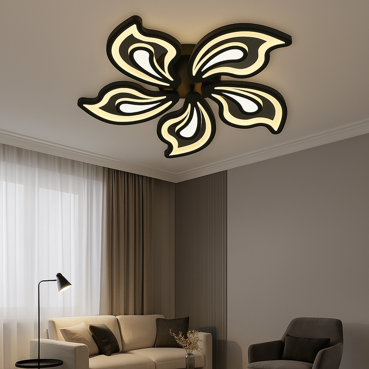 Lustră LED cu design floral, 150W, Ø690×H80 mm, lumină reglabilă 3000K–6500K, telecomandă inclusă