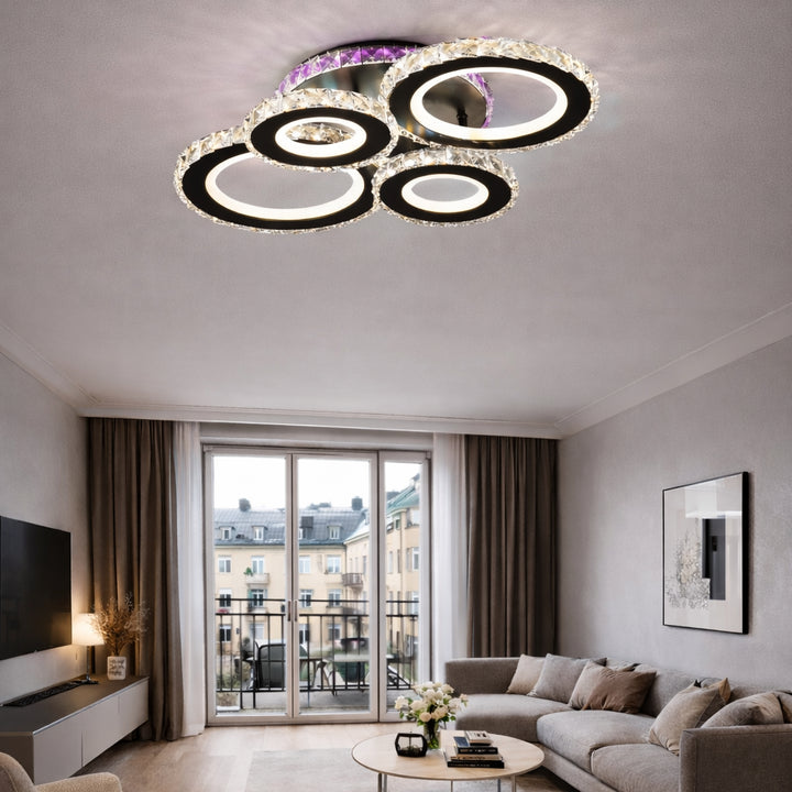 Lustra LED cu telecomanda, 177W, 545X445X160 mm, Lumina Reglabila 3000–6500K – MODEL 19373/2+2BK