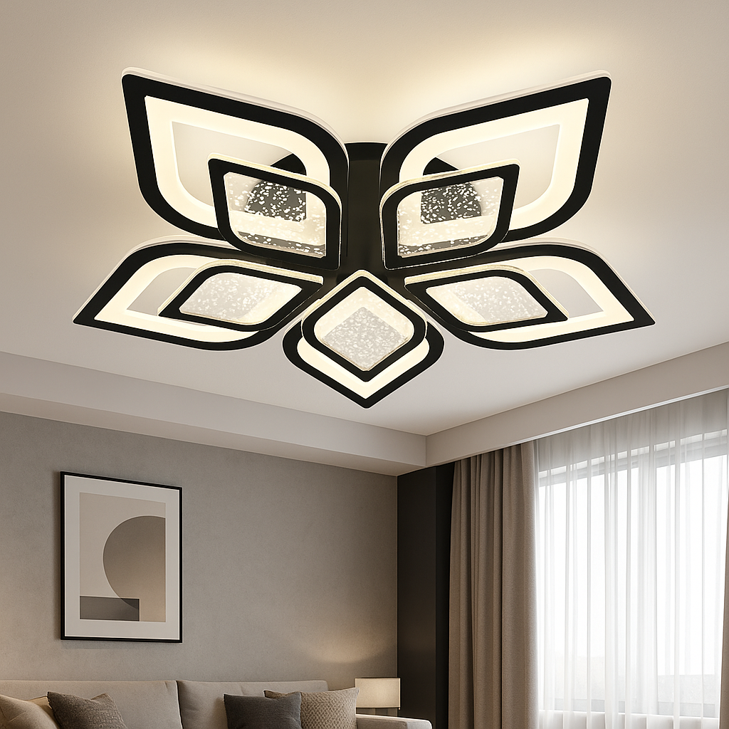 Lustra LED cu telecomanda, 2x60W, lumină reglabila 3000K–6500K, Ø680×H90 mm, design circular modern