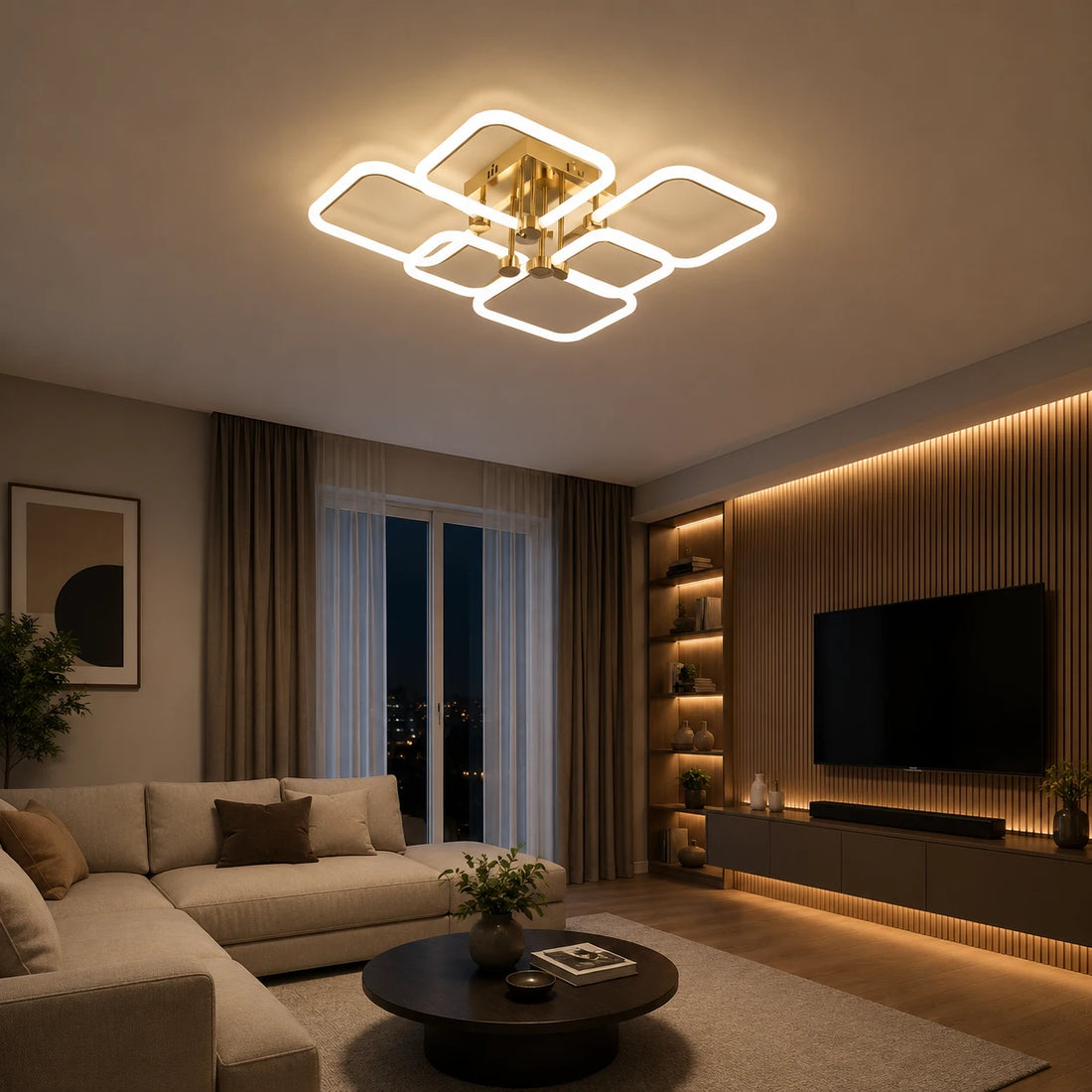 Lustra LED decorativă cu lumină reglabila, Model 26077/4+2GD+WH