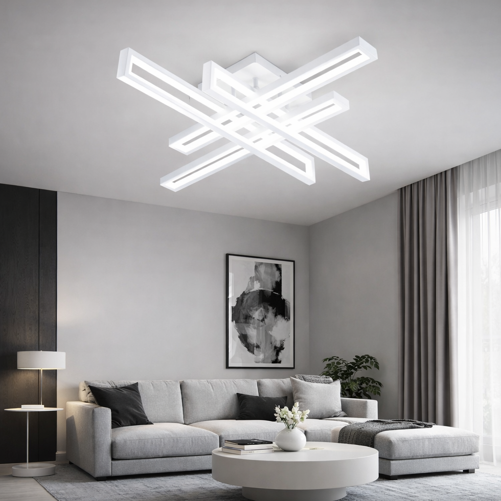 Lustra LED Alba 4 Brate, 212W, 3000-6500K, Telecomanda Inclusa, Model L77285/2+2
