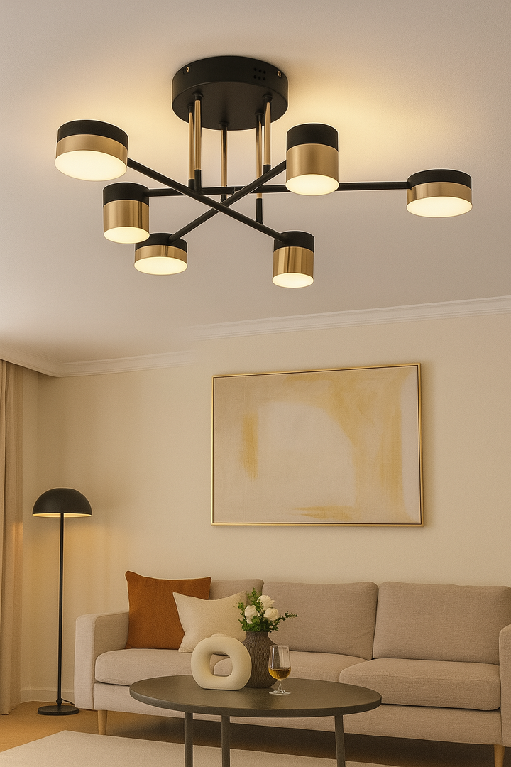 Lustra LED L7815/6BK+FGD – 72W, Design Elegant cu Finisaj Negru & Auriu 1