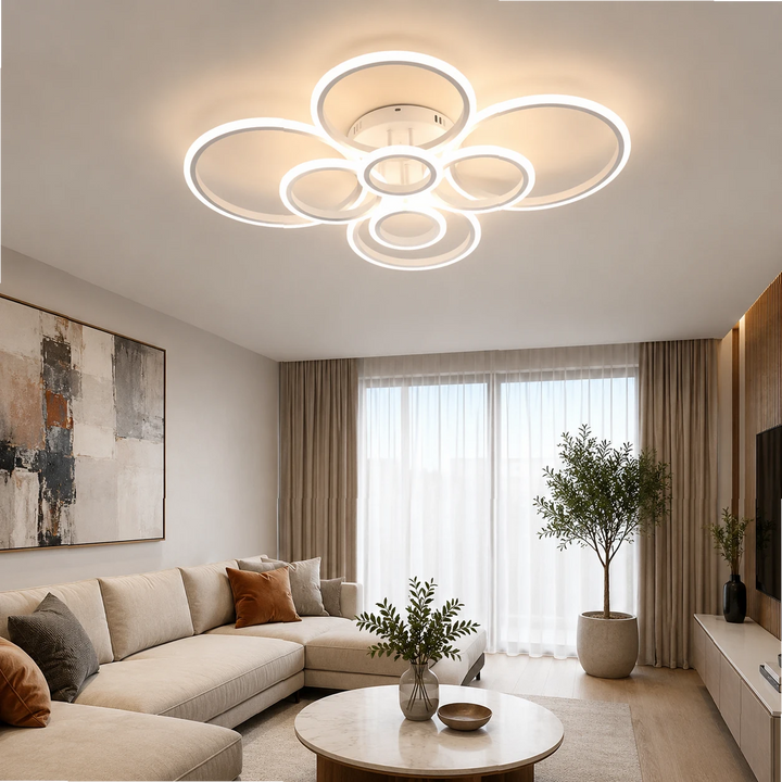 Lustra LED moderna, 180W, lumină reglabilă 3000–6500K, cu telecomanda, 7728/4+4WH