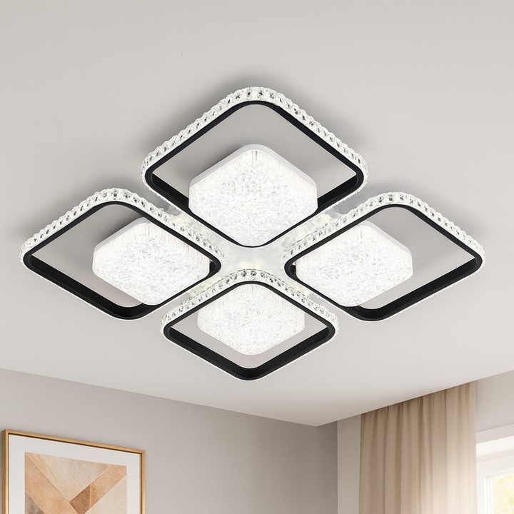 Lustra LED moderna, 530×530×70 mm, 108×2W, telecomanda, 26233/4+4 WH 1