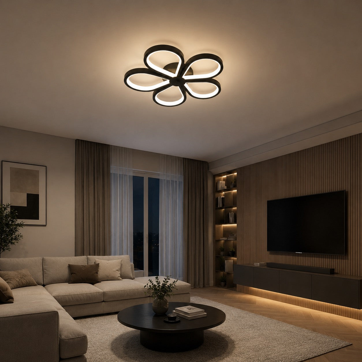Lustra LED moderna floare, Ø300×H55 mm, 32×2W, 3000–6500K, 71583/300 MB