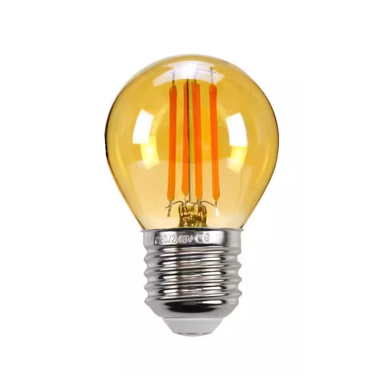 Bec LED Filament G45 E27 4W 2700K Lumină Caldă, Sticlă Auriu – Retro Vintage