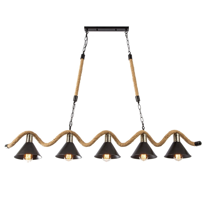 Pendul rustică cu 5 becuri, 1320×H200 mm, E27 max 60W, JD-77