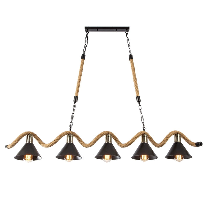 Pendul rustică cu 5 becuri, 1320×H200 mm, E27 max 60W, JD-77