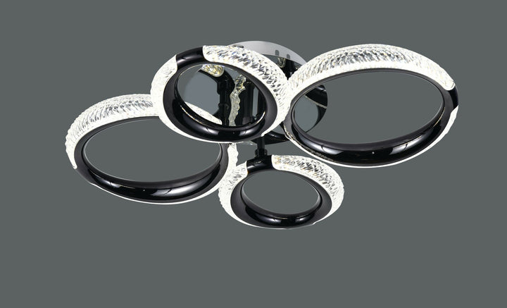 Lustra  LED cu patru cercuri împletite și telecomandă – lumină reglabilă 3000–6500K, 60W – P011-2+2