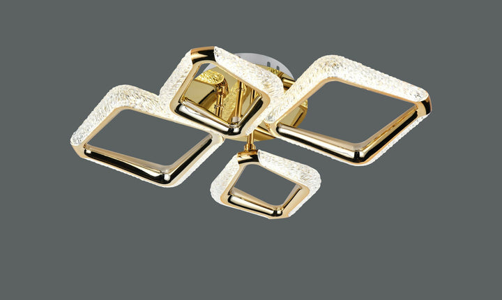 Lustra LED aurie cu patru pătrate și telecomandă – lumină reglabilă 3000–6500K, 60W – P013-2+2