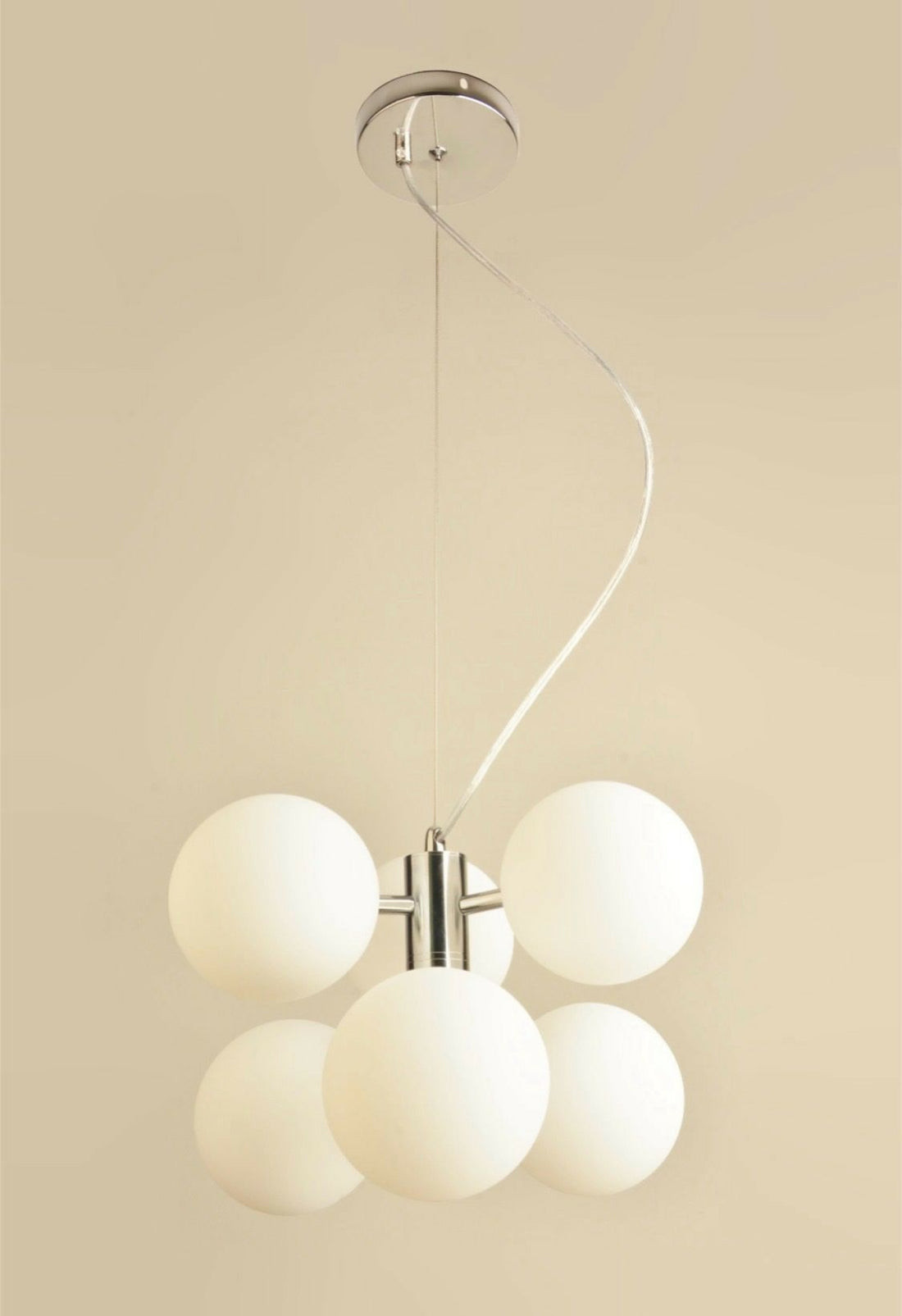 Pendul Modern cu 6 Globuri Opal, G9, 300×730 mm, Iluminare Decorativa