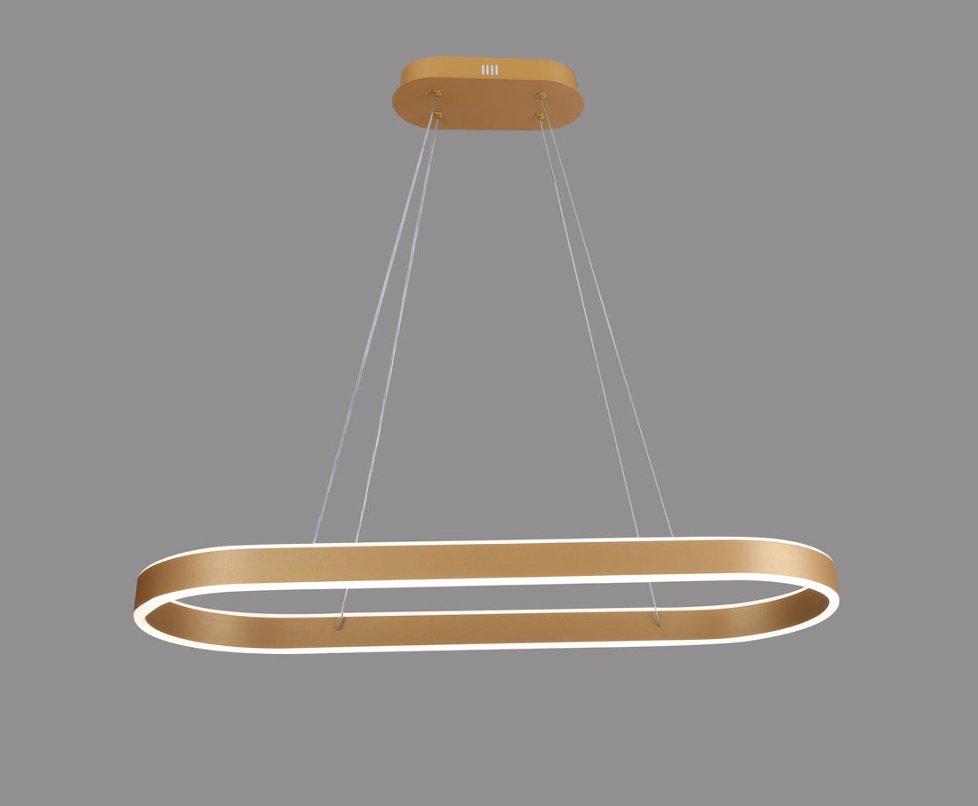 Pendul LED cu telecomanda, 140W, lumină reglabila 2800K–6500K, 800×300 mm, finisaj auriu modern