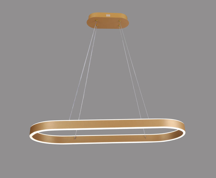 Pendul LED cu telecomanda, 140W, lumină reglabila 2800K–6500K, 800×300 mm, finisaj auriu modern