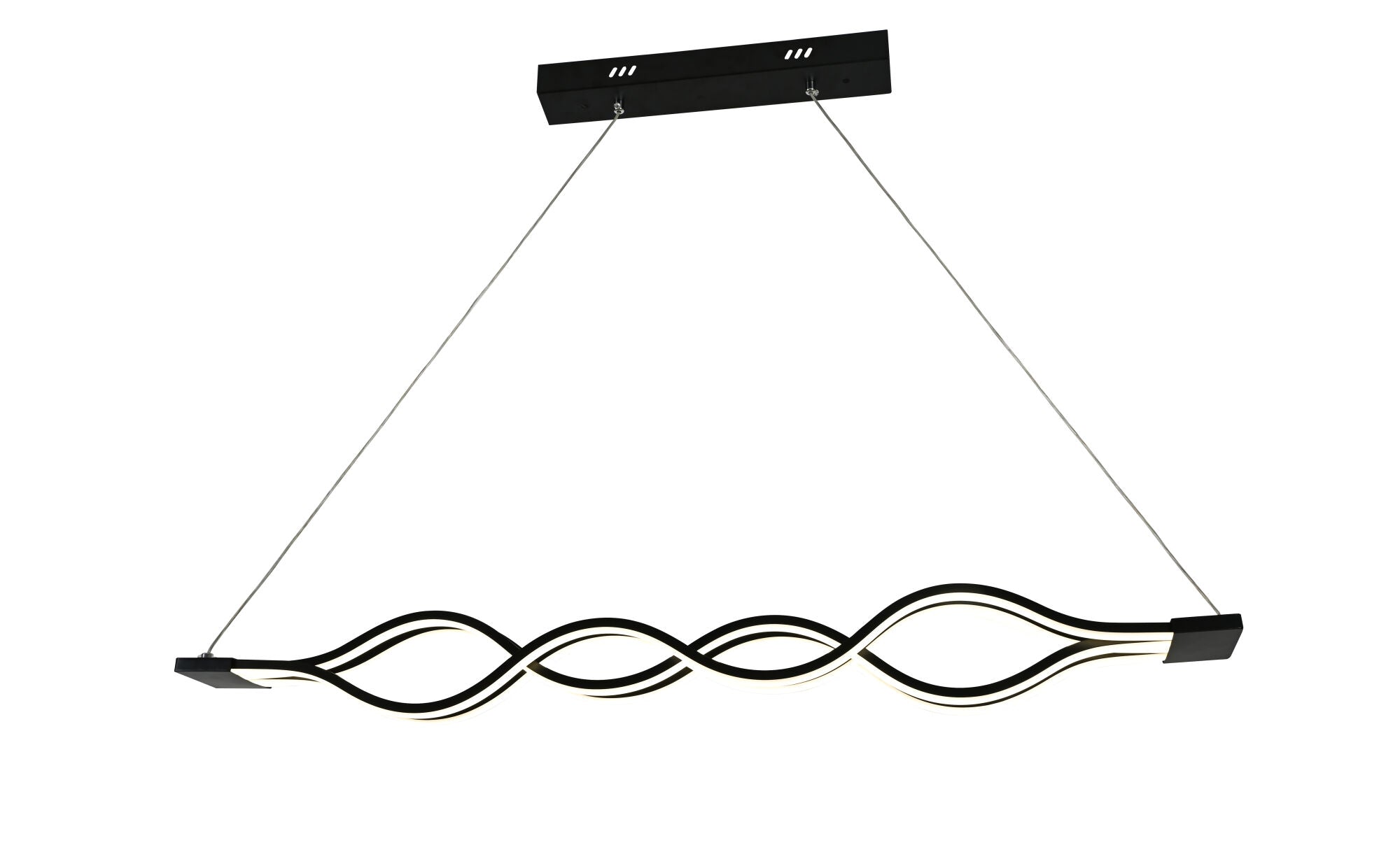 Pendul  LED suspendat FL002 BK – 80×2W, 1025×80×530 mm, 3000–6500K, design ondulat cu telecomanda