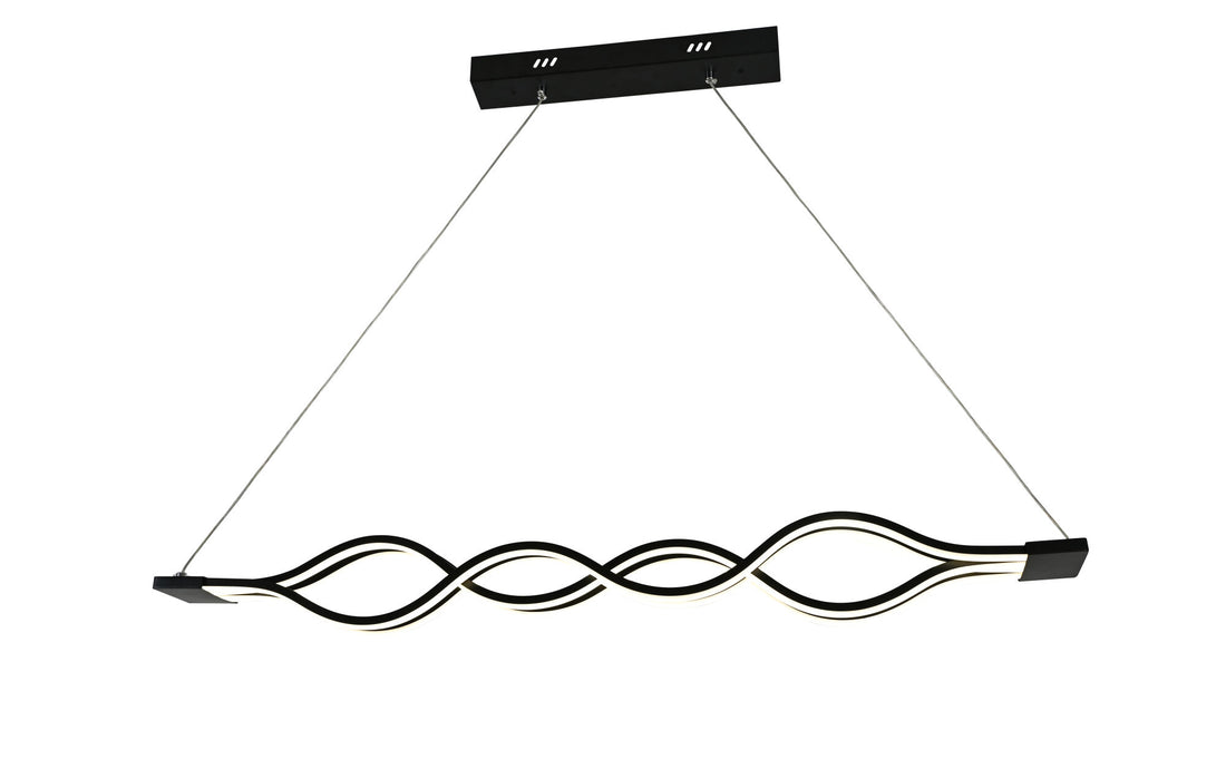 Pendul  LED suspendat FL002 BK – 80×2W, 1025×80×530 mm, 3000–6500K, design ondulat cu telecomanda