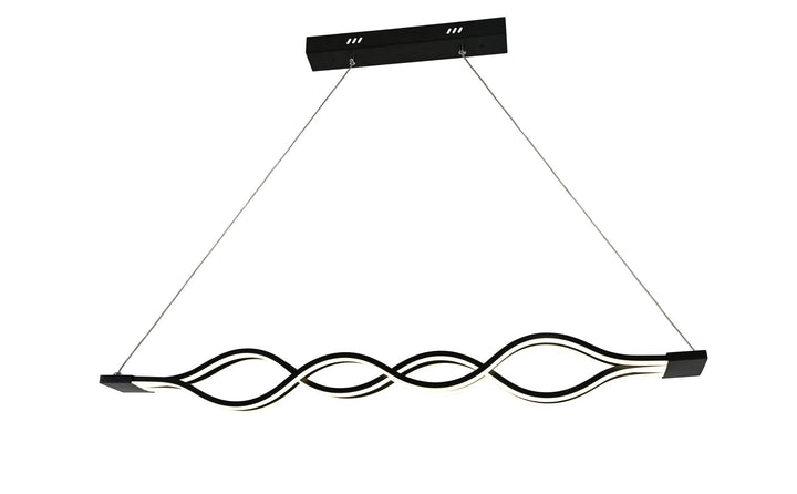 Pendul  LED suspendat FL002 BK – 80×2W, 1025×80×530 mm, 3000–6500K, design ondulat cu telecomanda