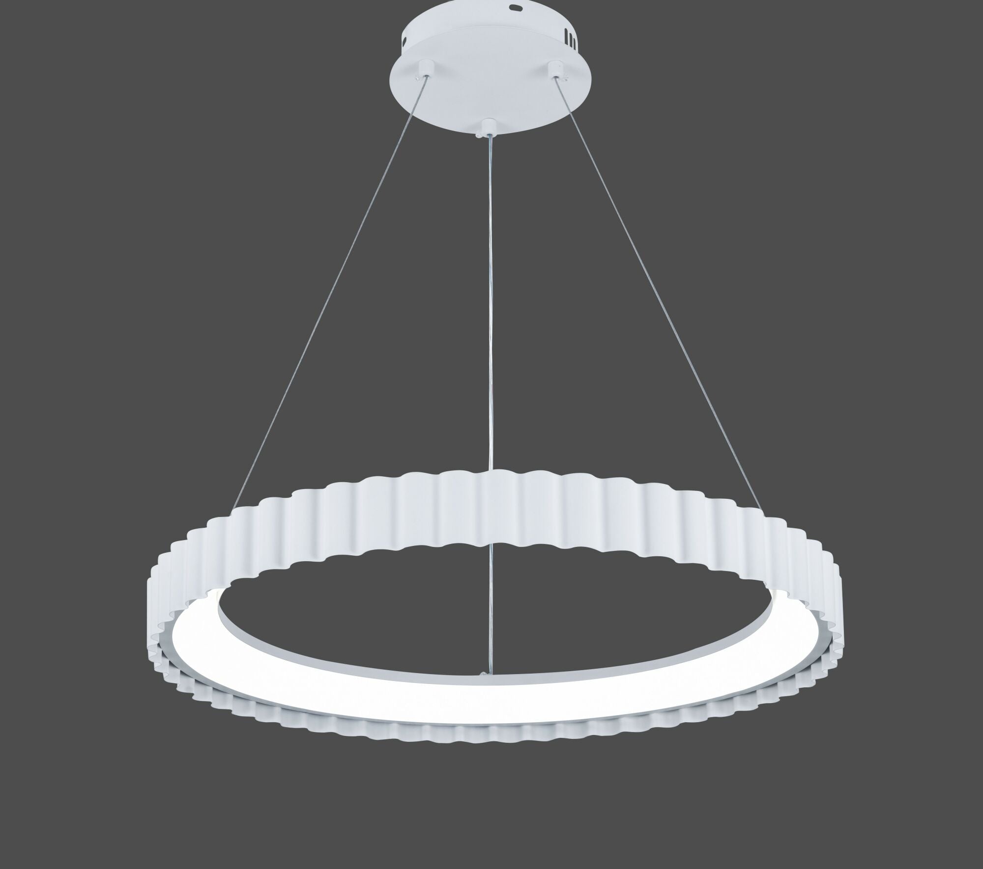 Pendul  LED suspendata rotund alb cu design ondulat și telecomandă – 62W – L77259/500 WH