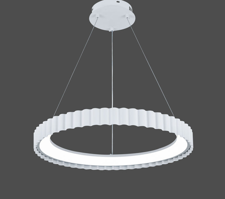 Pendul  LED suspendata rotund alb cu design ondulat și telecomandă – 62W – L77259/500 WH