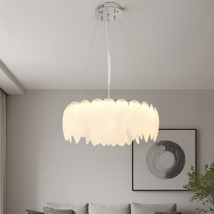 Candelabru LED L500×H185 mm, LED 96W, design cu cristale verticale și structură aurie modernă