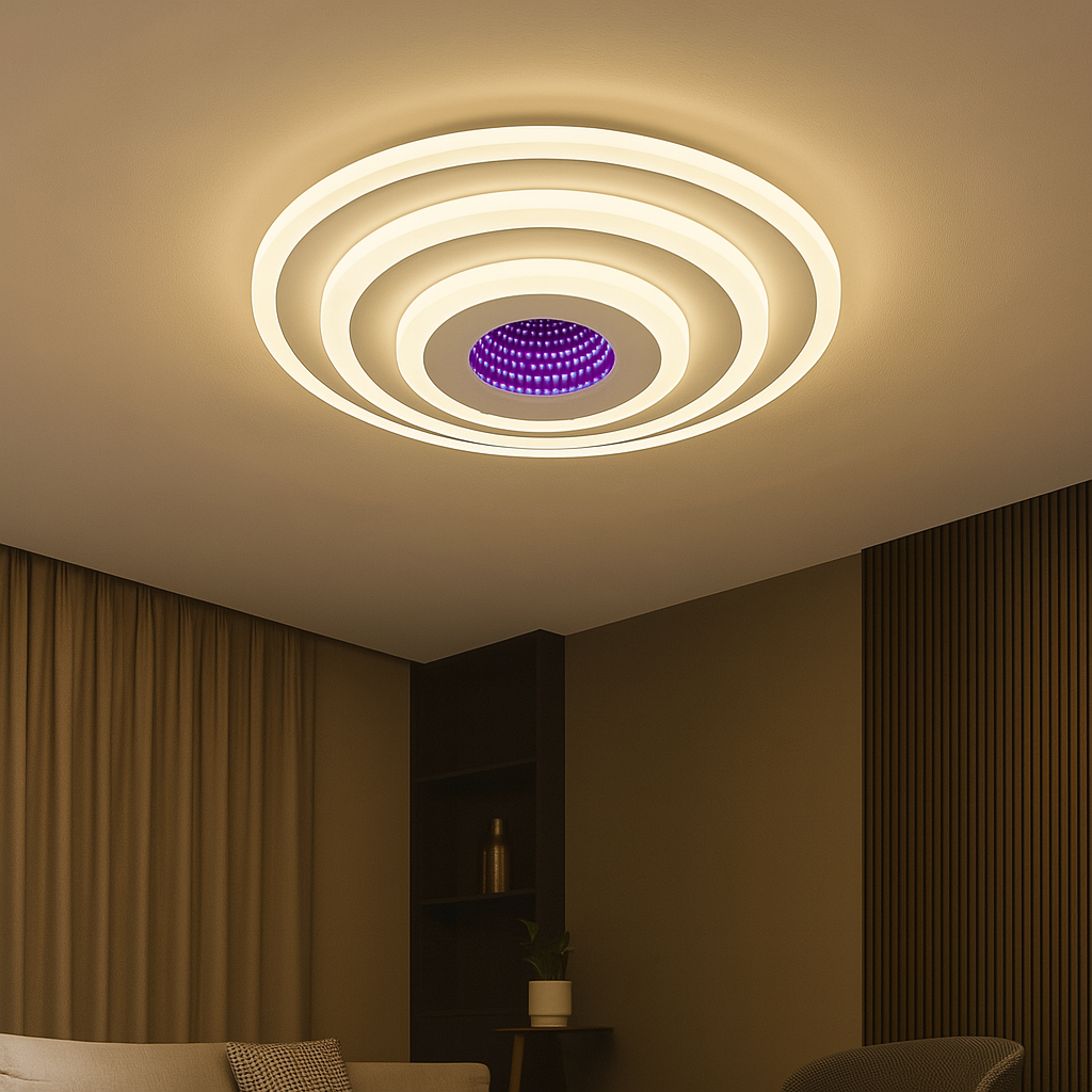 Plafonieră LED cu Telecomanda, Model 6039/300D WH, 71W, Ø300 mm