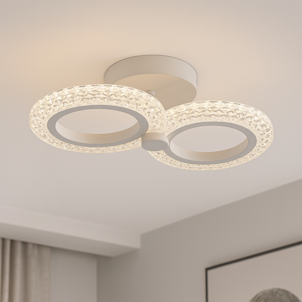 Lustra  LED 458×256×H110 mm, 2x22W, design modern compact cu lumină reglabilă și telecomandă 7226/2