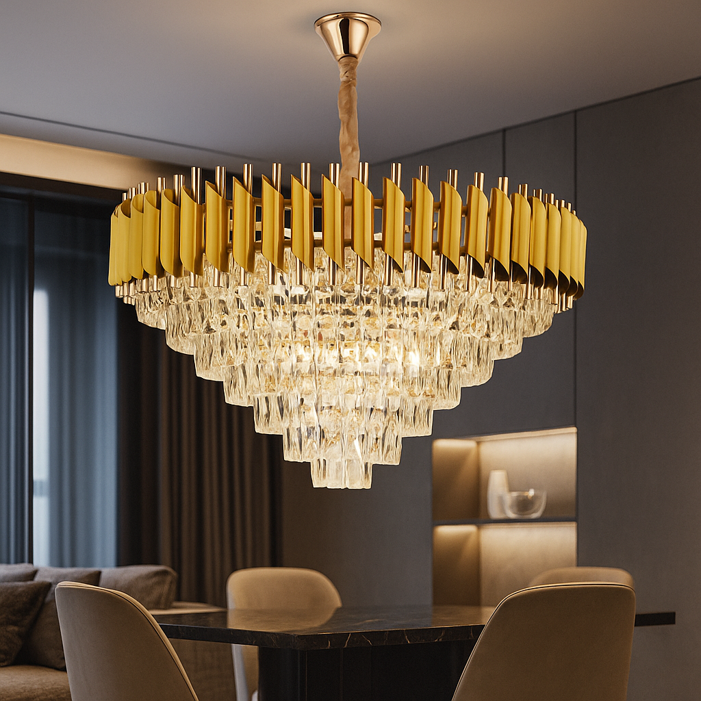 Candelabru, dimensiunea 80cm E27 Auriu 12 Becuri Cristale N9001/800FG