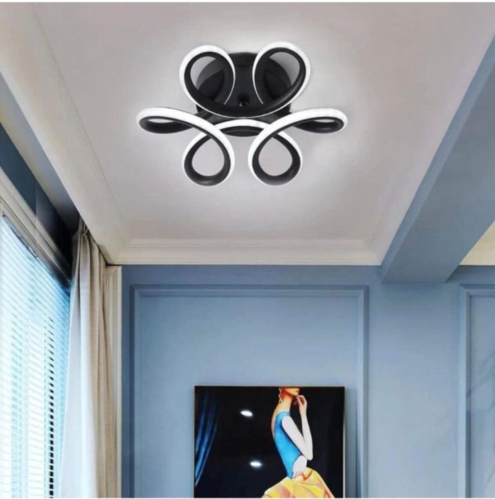 Aplica LED Neagră SX7137 BK, 56W, 2800–6500K, 24x24cm