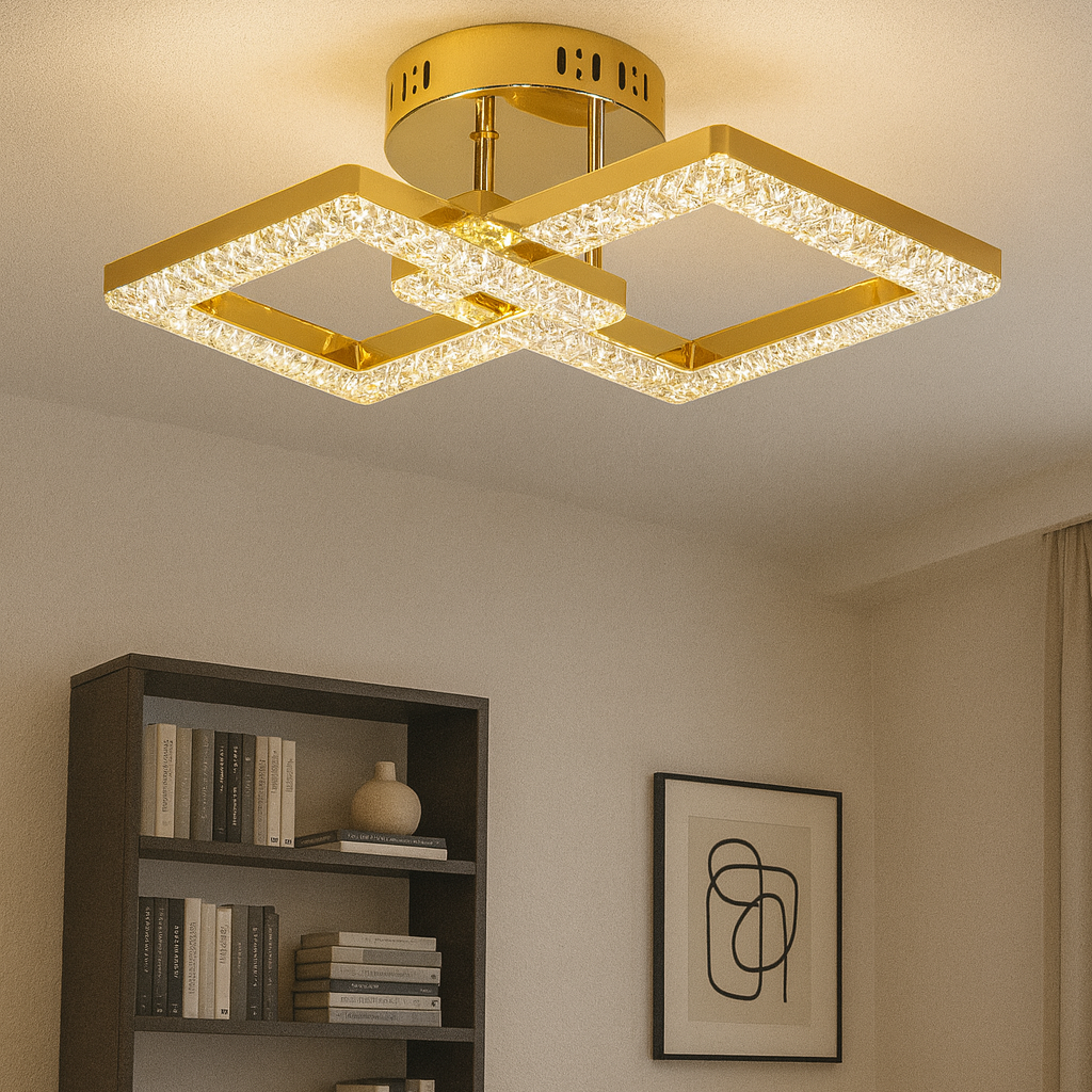 Lustra LED modernă T8001/1+1 – 80W, 3300K-6500K, cu telecomandă, design rectangular
