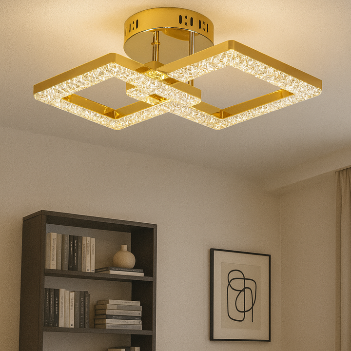 Lustra LED modernă T8001/1+1 – 80W, 3300K-6500K, cu telecomandă, design rectangular