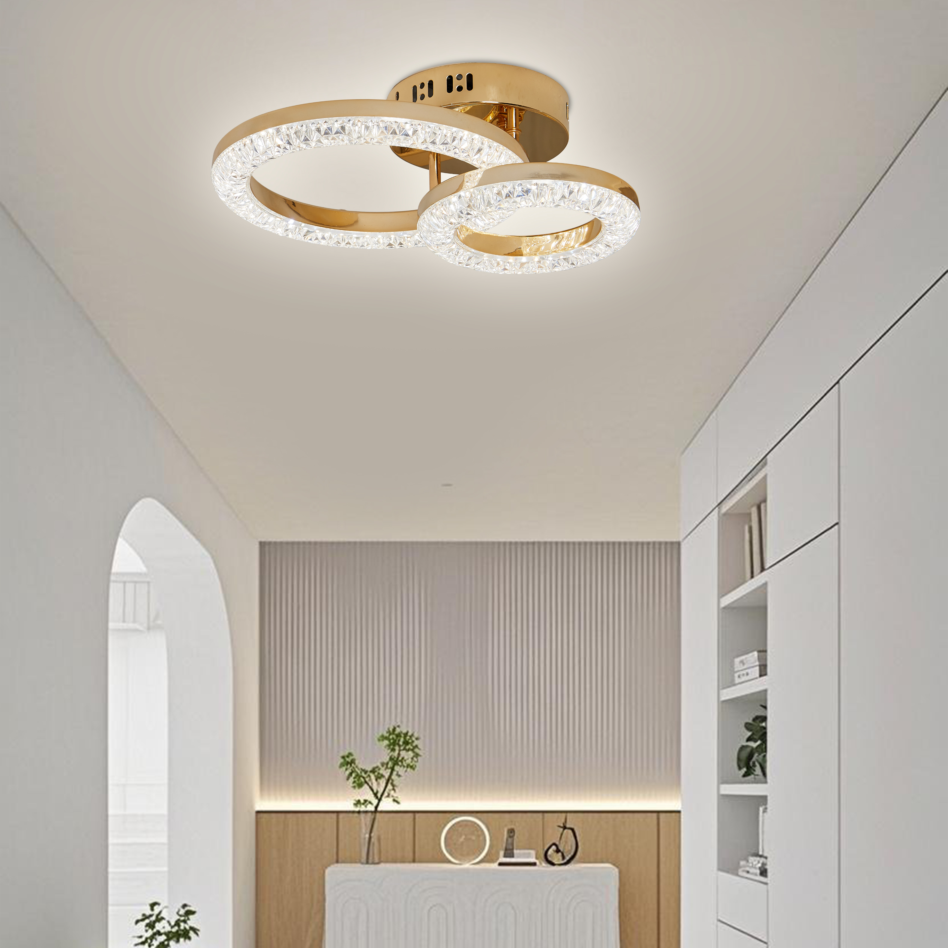 Lustra LED modernă T8003/1+1 cu telecomandă, 80W, lumină reglabilă 3300K-6500K