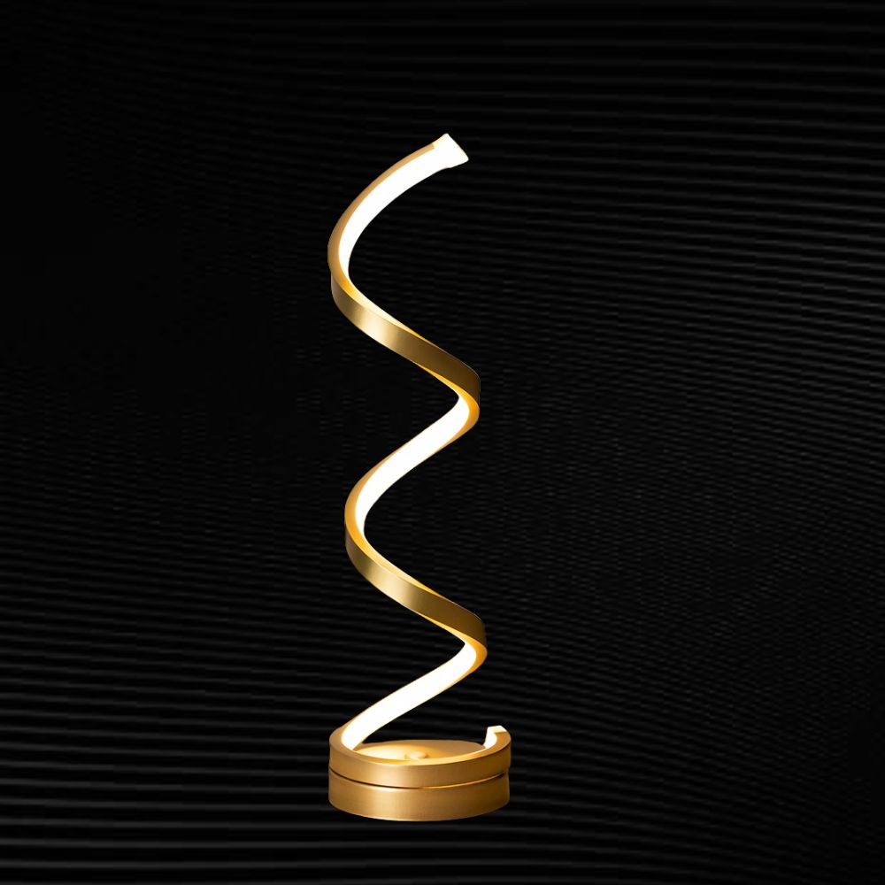 Veioza LED de birou spiralata, D120×H460 mm, 38W, auriu, 8611-GD